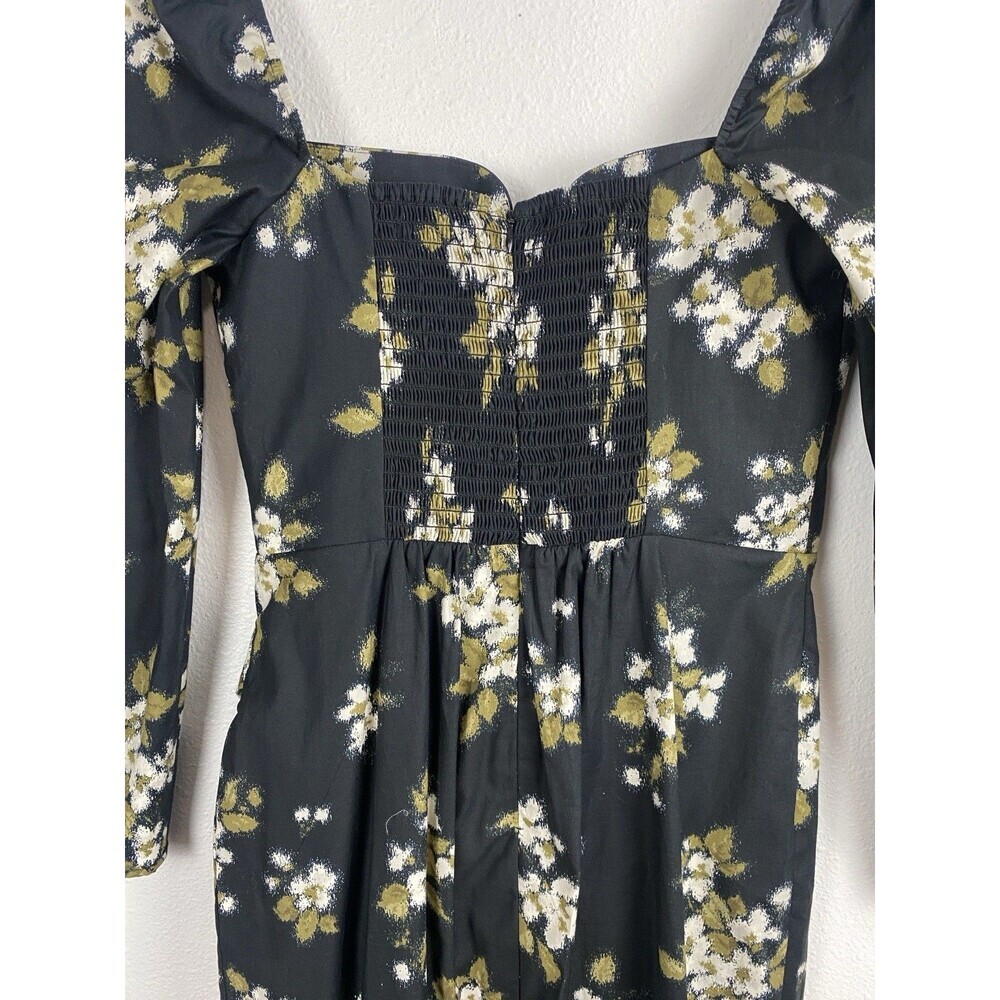 Reformation Floral Sweetheart Neck Midi Dress Long Sleeve Side Slit Size 6 - Picture 12 of 16